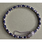 Vintage 925 Sterling Silver Blue Sapphire Tennis Bracelet 14g 7.25” Safety Chain
