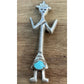 Vintage Turquoise Yei Figure Sterling Silver Brooch Southwestern Native American