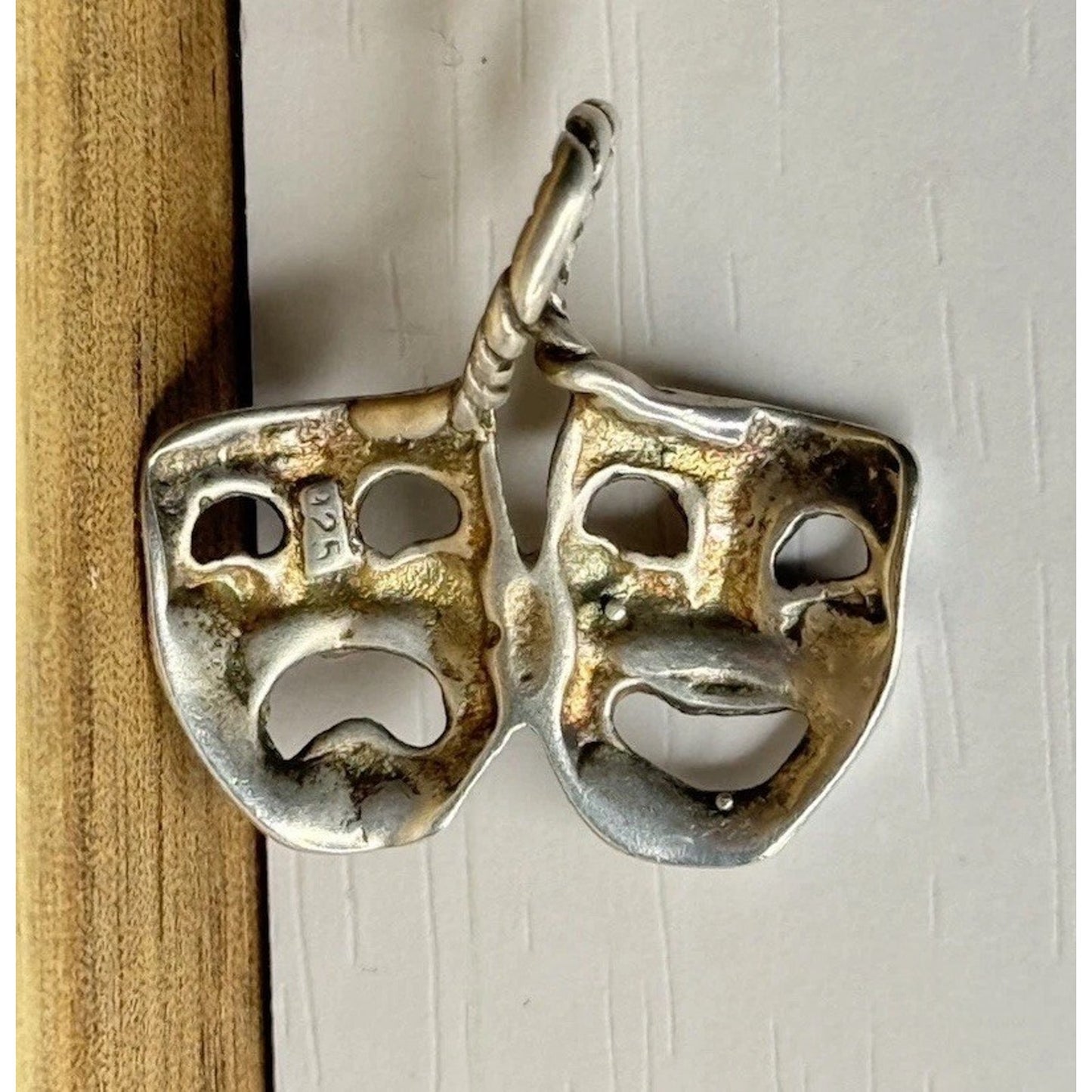 Vintage Sterling Silver Theater Drama Mask V Laugh Now Cry Later Charm