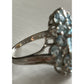 Vintage Sterling Silver Blue Topaz Cluster Ring Size 7.5 Cocktail Halo