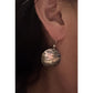 Vintage Sterling Silver Disc Earrings Signed EMD Modernist Textured Dangle Drop