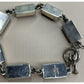 Vintage Mexico 925 Sterling Silver Multi Stone Inlay Link Bracelet 31g 7.5
