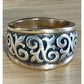 Pre Owned Retired James Avery Scrolled Fleur de lis 14k Gold Sterling Silver Ring Size 8