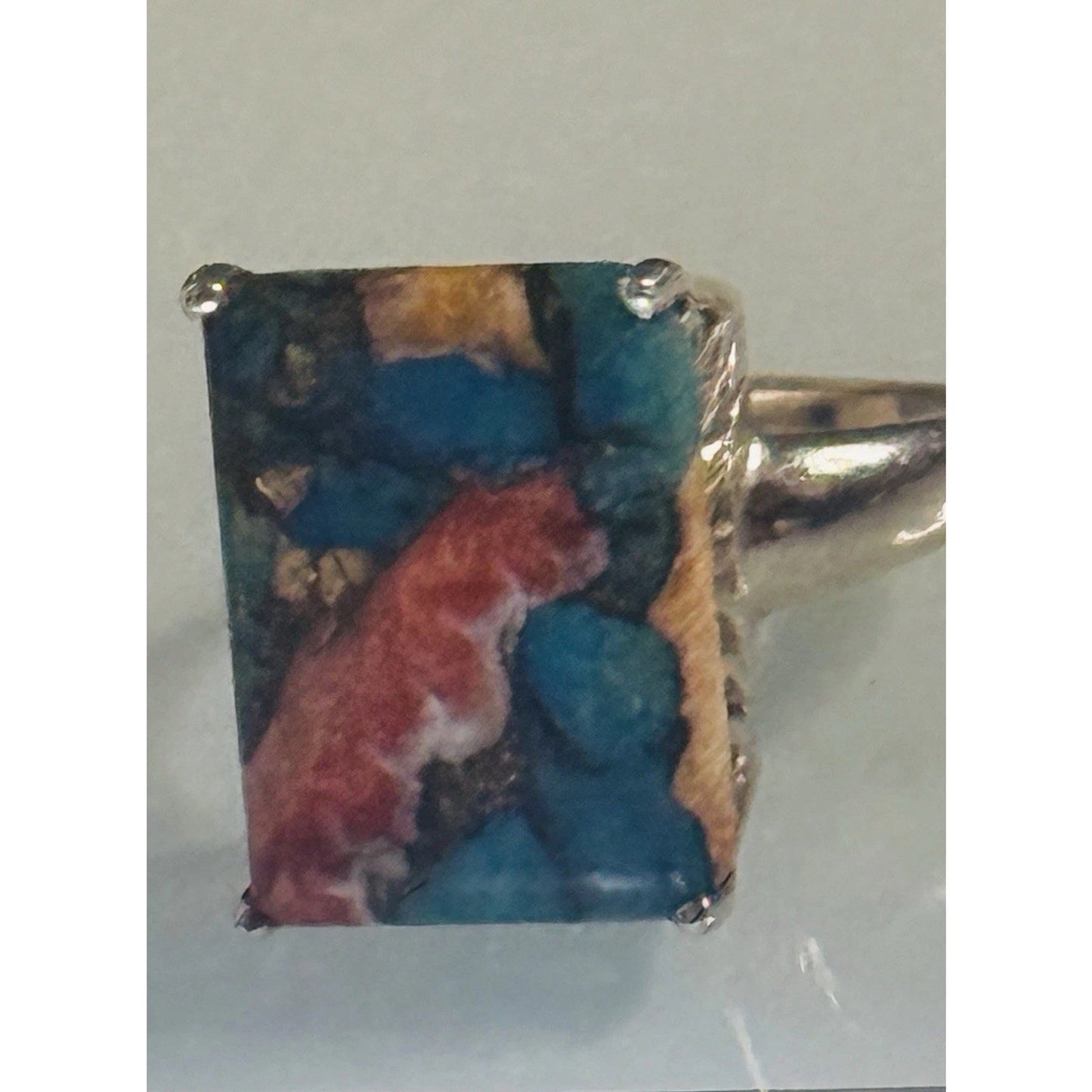 Sterling Silver 925 Turquoise Spiny Oyster Statement Ring Size 10, 6.2g