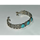 Vintage 925 Sterling Silver Turquoise Cuff Bracelet – Filigree Design – 22g