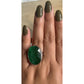 Vintage Large Green Gemstone Sterling Silver Statement Dramatic Ring Size 8