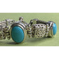 Vintage 925 Sterling Silver Turquoise Bracelet Ornate Filigree Woven Chain 30gr