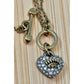 Vintage Juicy Couture Gold Tone Pavé Crystal Crown Heart Toggle 16” Necklace Y2K