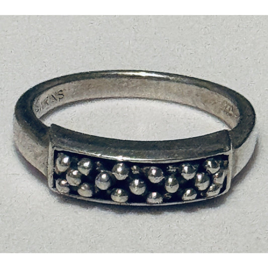 Vintage Michael Dawkins Sterling Silver Beaded Pebble Bar Ring Size 7.5 5g