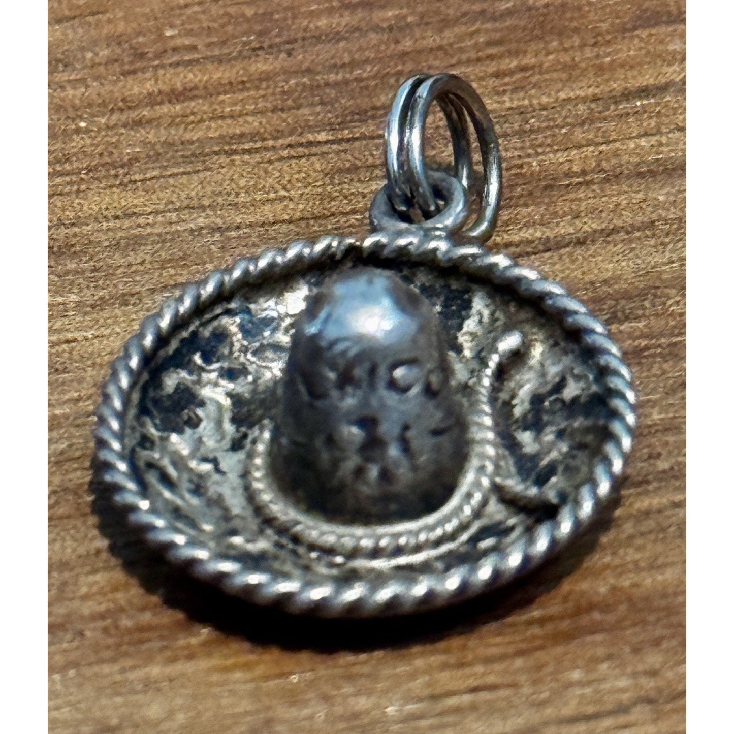 Vintage Mexico 925 Sterling Silver Sombrero Hat Charm Eagle Mark Pendant