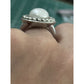 Vintage Sterling Silver Genuine Pearl Beaded Halo Statement Ring Size 7.5 10g