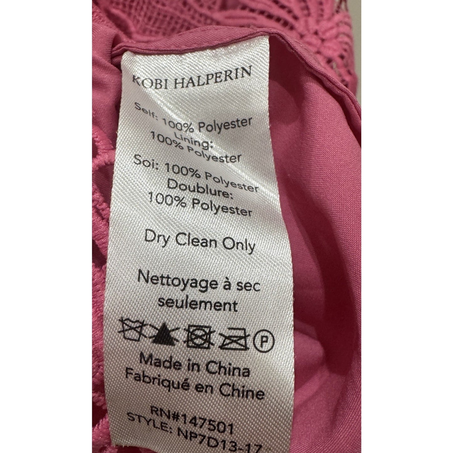 Kobi Halperin Edna Cold Shoulder Embroidered Floral Lace Pink Dress Size 6