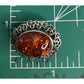 Vintage Baltic Amber Sterling Silver Oval Filigree Brooch Pin Victorian Art Deco