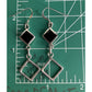 Vintage VC Sterling Silver Black Onyx Square Open Geometric Dangle Drop Earrings