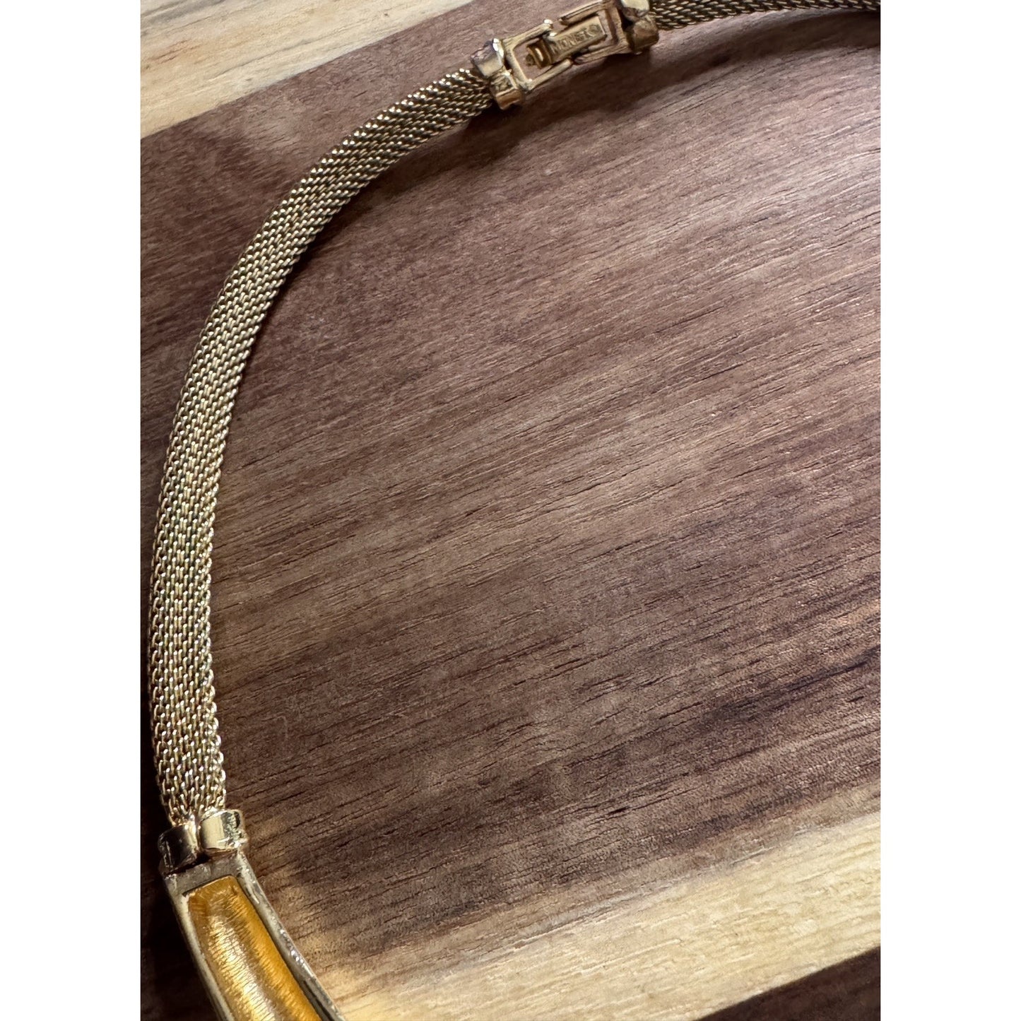 Vintage Monet Gold Tone Rare Mesh Collar Necklace Sculptural Statement Signed