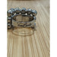 Viva Beads Green Hand Painted Statement Ring Silver Tone Wide Band Size 6.75