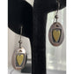 Vintage Two Tone Heart Sterling Silver And Gold Dangle Drop Earrings Signed FF