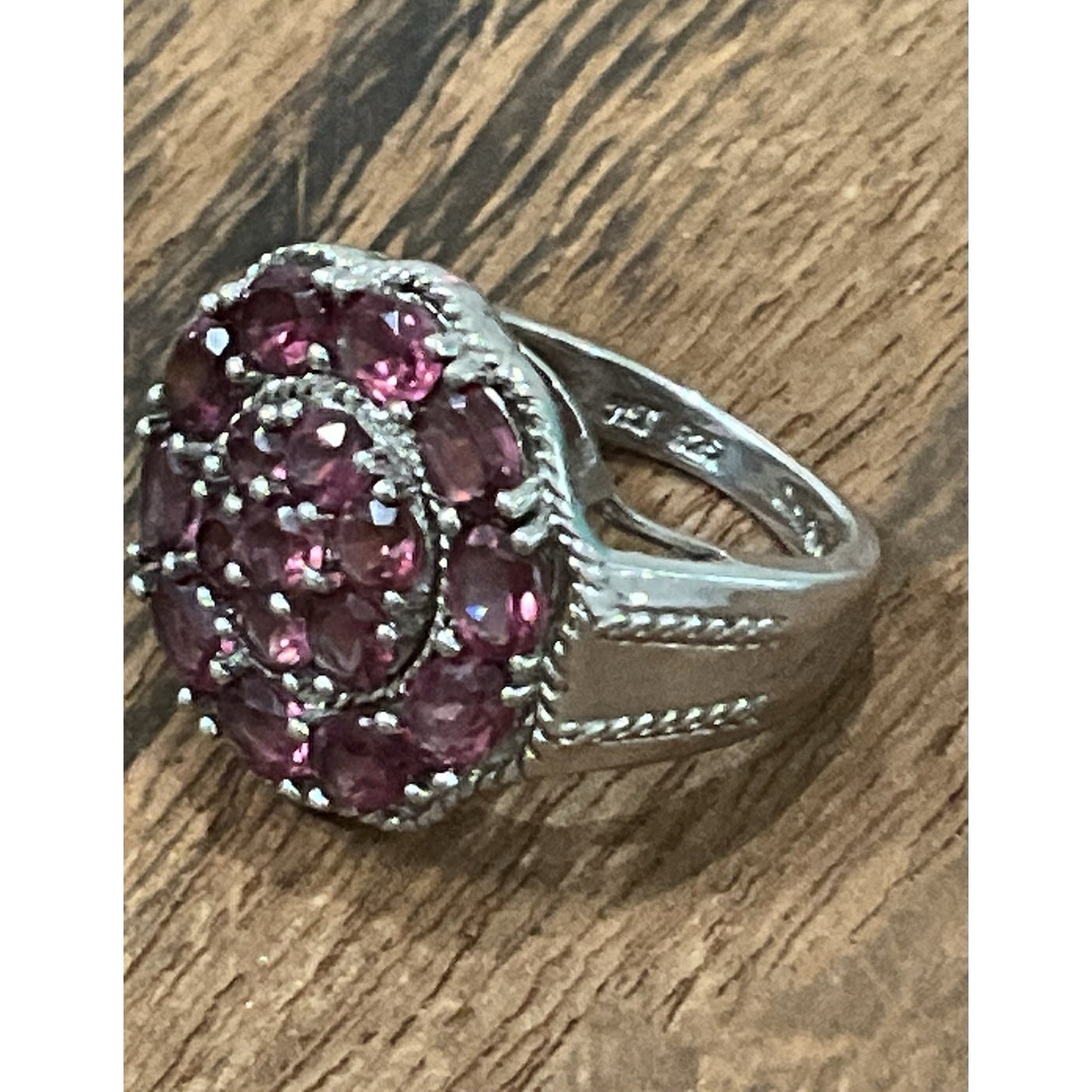 STS Orissa Rhodolite Garnet Cluster Cocktail Ring 5.2g Size 6.5