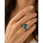 Judith Ripka Sterling Silver Green Spinel Gemstone Statement Ring Size 7.5