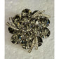 Vintage Weiss Smoky Gray Rhinestone Brooch & Earrings Demi Parure Mid Century