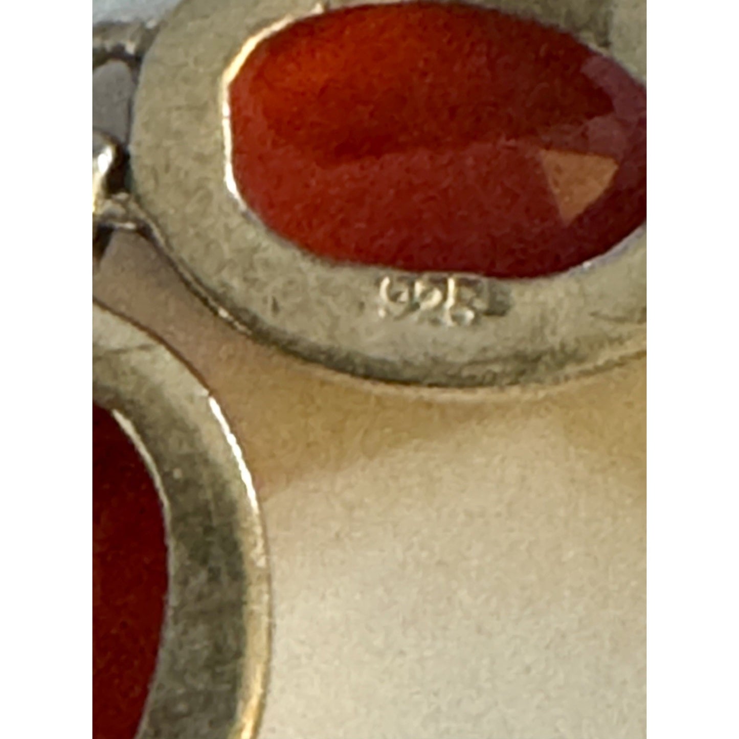 Sterling Silver 925 Orange Red Faceted Quartz Bracelet 30.5g Adjustable Toggle