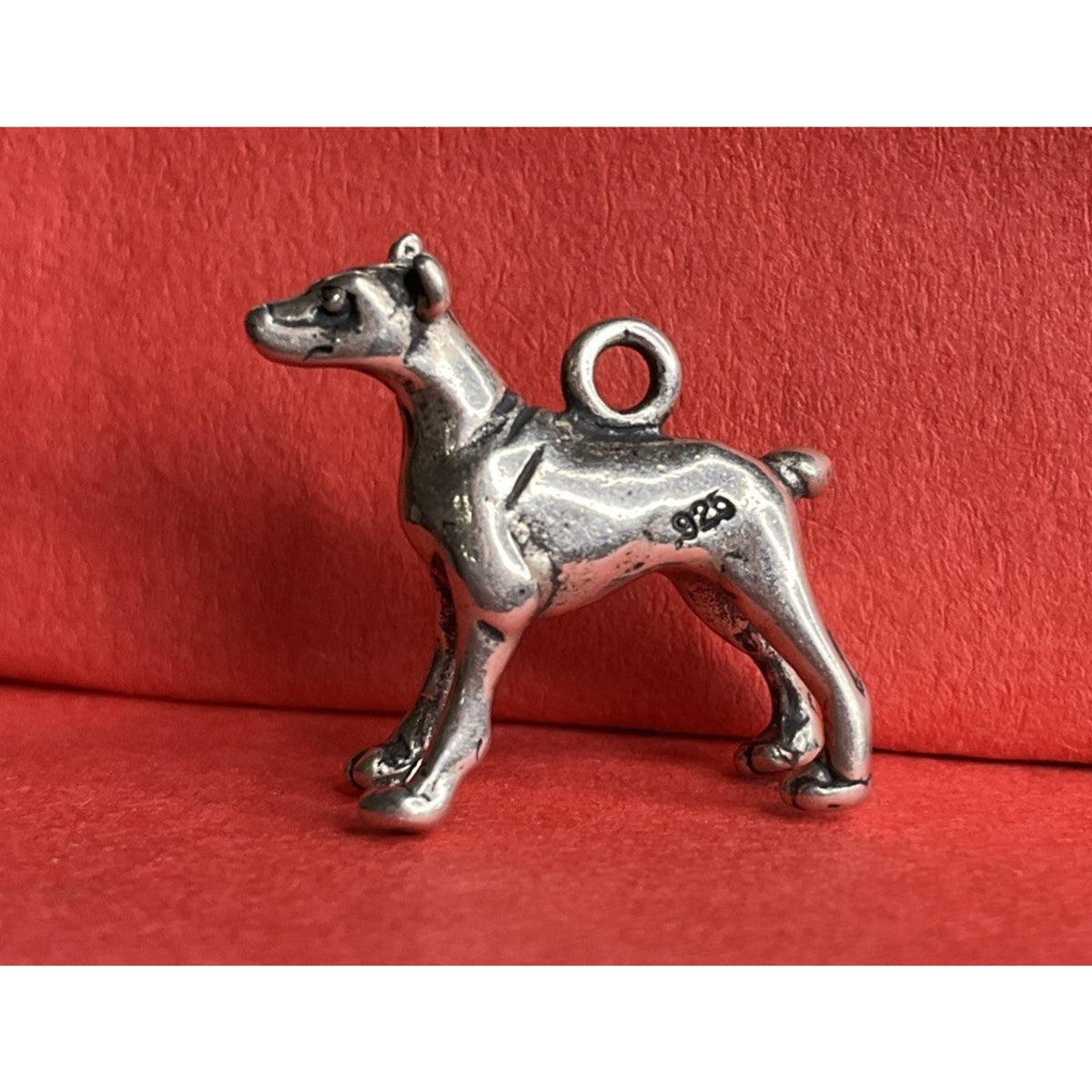 Vintage Sterling Silver Greyhound Dog Charm Pendant Whippet Italian Greyhound