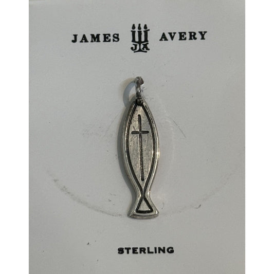 James Avery Retired Sterling Silver RARE Original Ichthus Fish Cross Pendant Pre-Owned