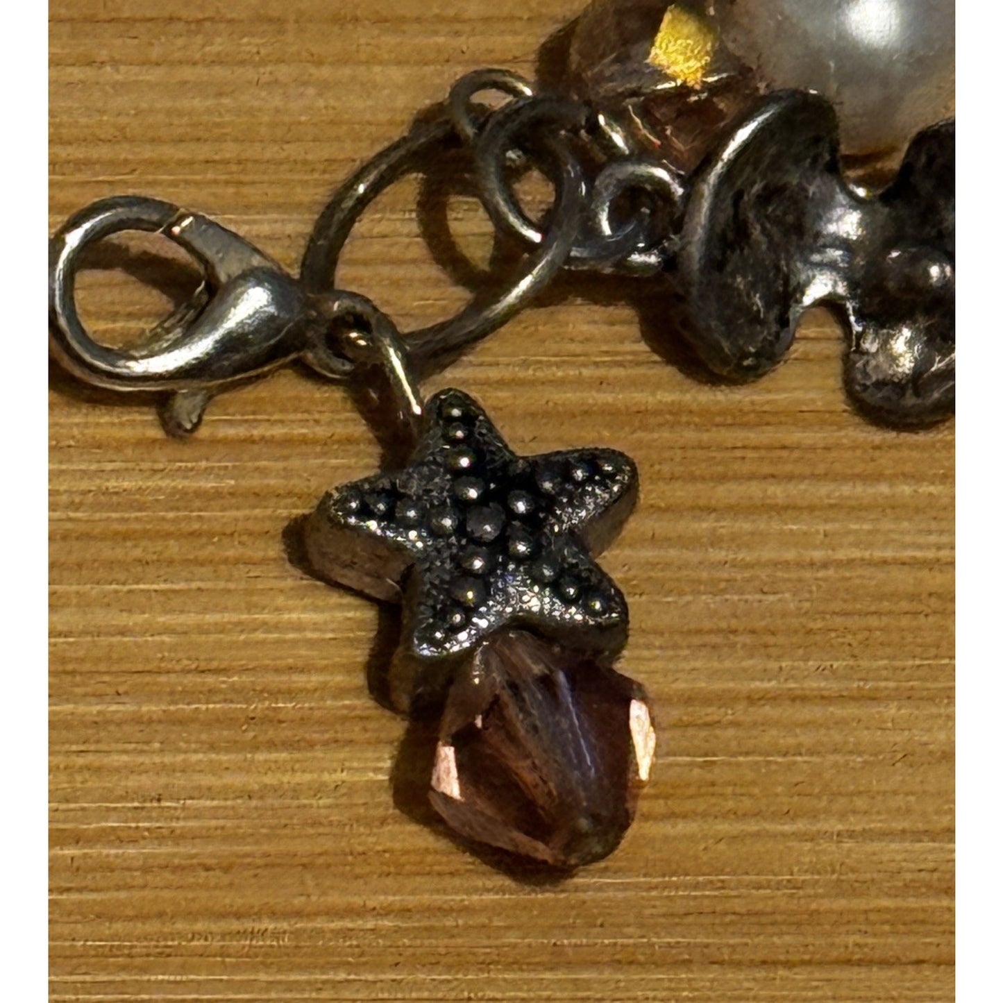 Vintage Sterling Silver 925 Multi Cluster Beach Ocean Starfish Pearl Charms