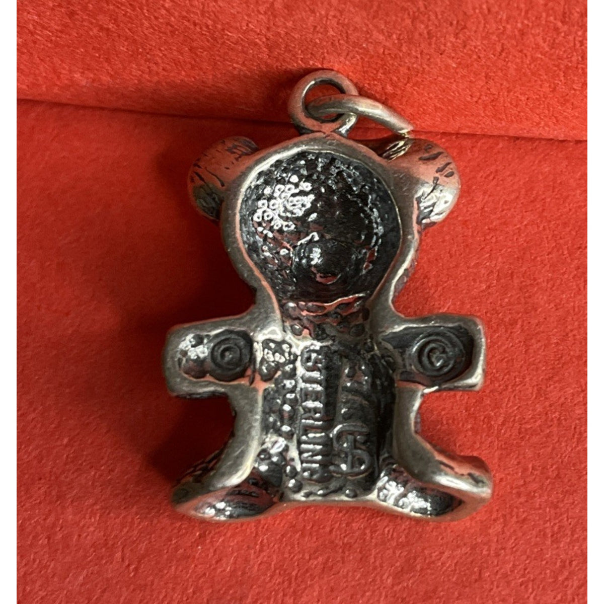 Vintage Sterling Silver Teddy Bear Charm Pendant Cute Toy
