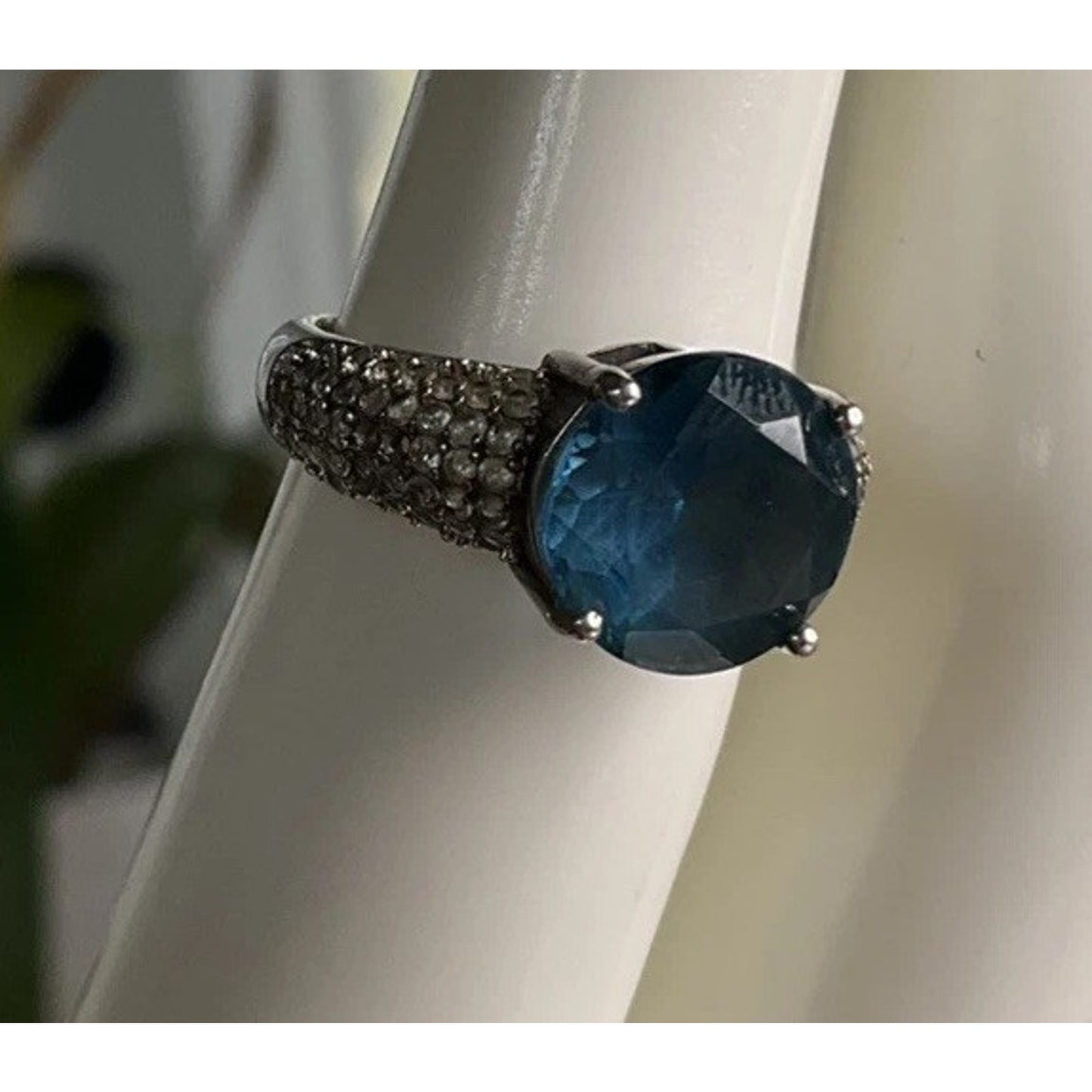Sterling Silver Blue Stone Ring 925 Missing Stones Repair Craft Size 6.5