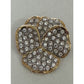 Vintage Brand New 1997 Smithsonian Crystal Pave Gold Tone Pansy Flower Brooch