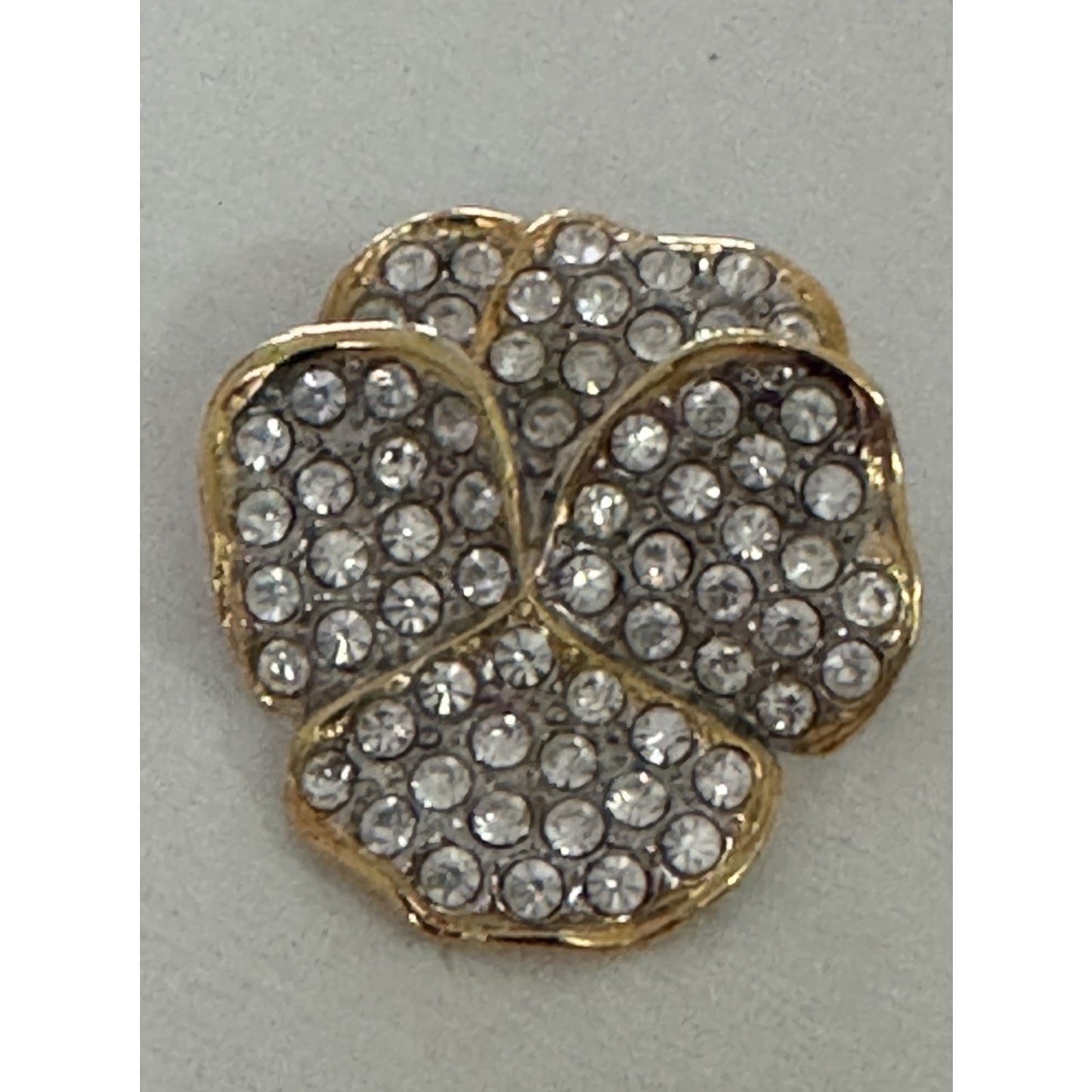 Vintage Brand New 1997 Smithsonian Crystal Pave Gold Tone Pansy Flower Brooch