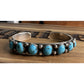 Sterling Silver Turquoise Cluster Cuff Bracelet Southwestern Native Style 925