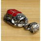 Vintage Sterling Silver & Red Enamel Egyptian Scarab 925 Pendant Or Charm