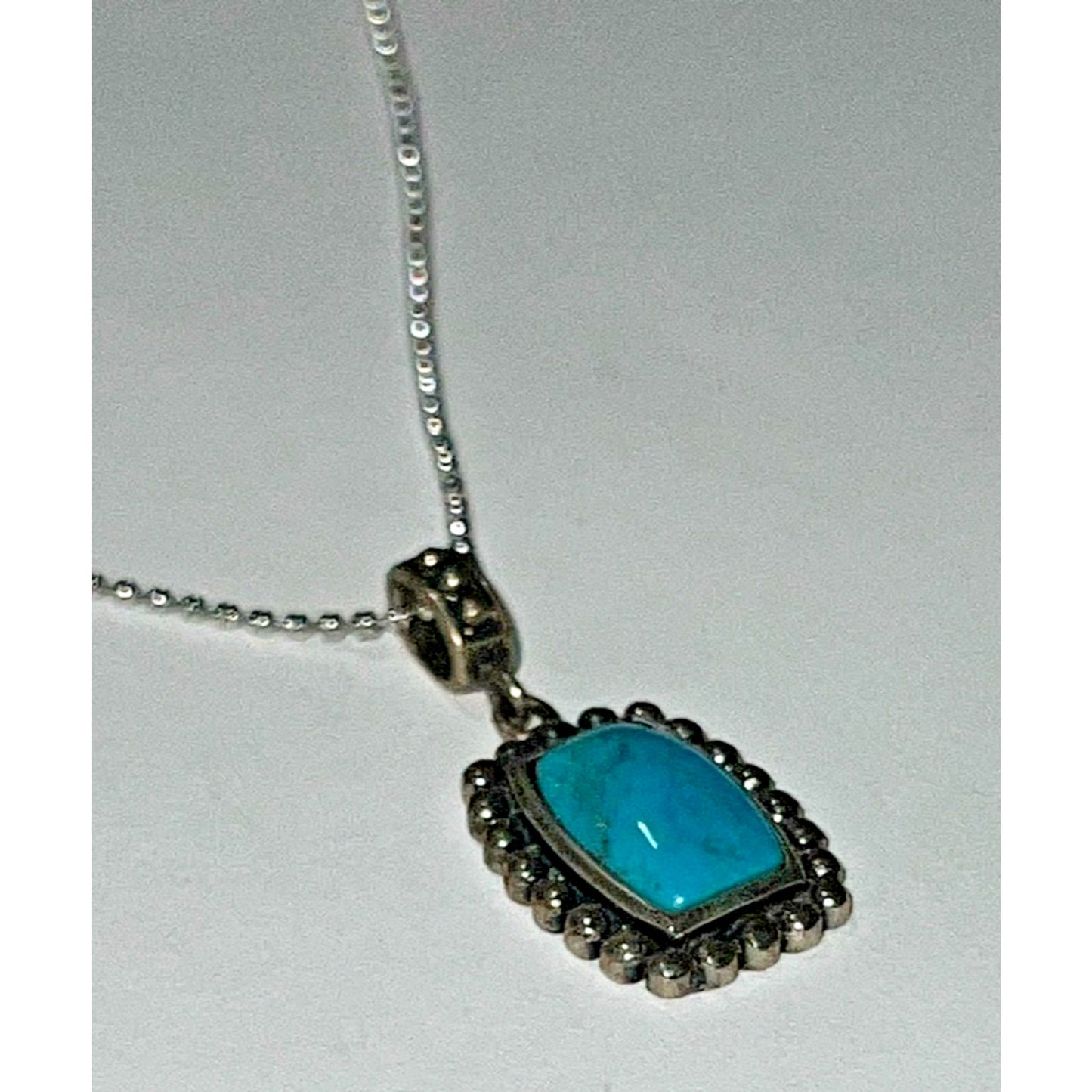 Vintage 925 Sterling Silver Necklace 18” with Turquoise Pendant