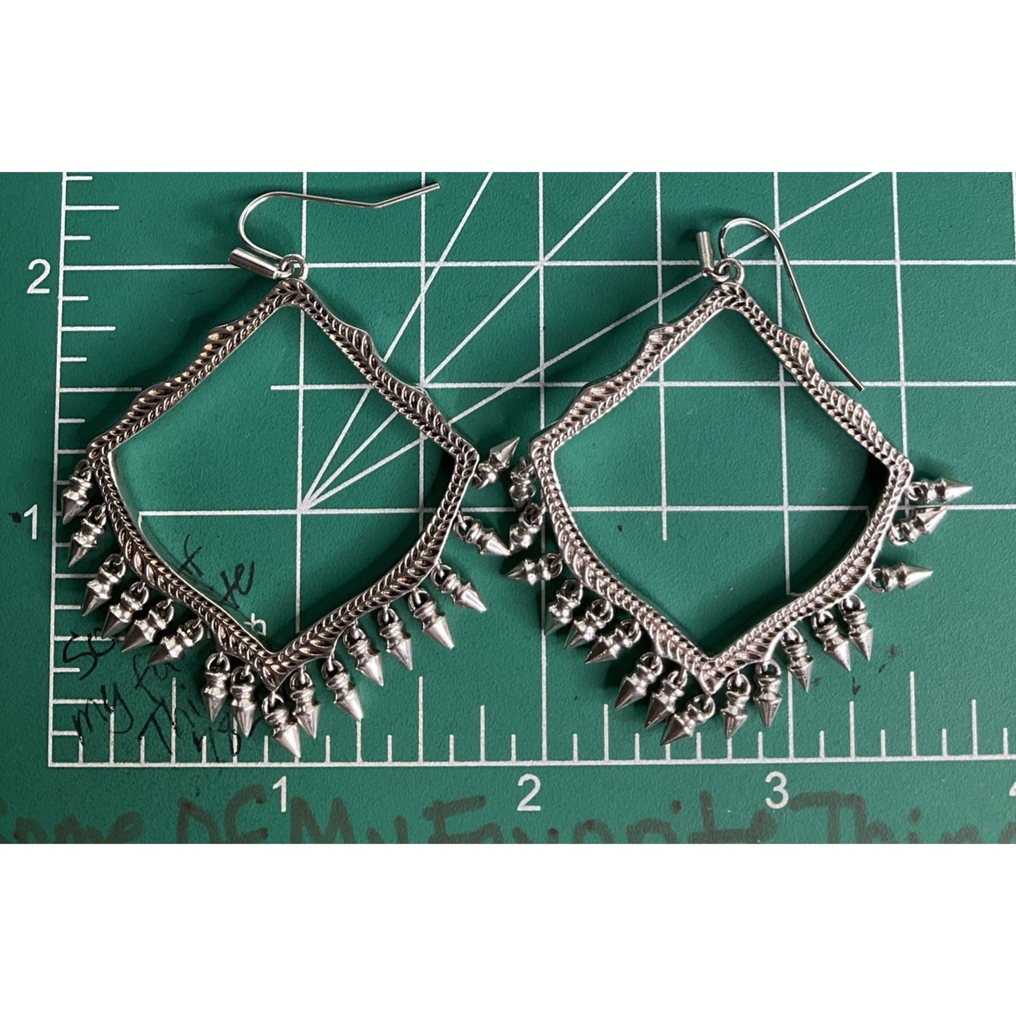 Retired Kendra Scott Geometric Silver Tone Dangle Lacy Fringe Earrings