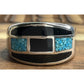 Sterling Silver Turquoise Black Onyx Inlay Ring Size 10 Southwest Band