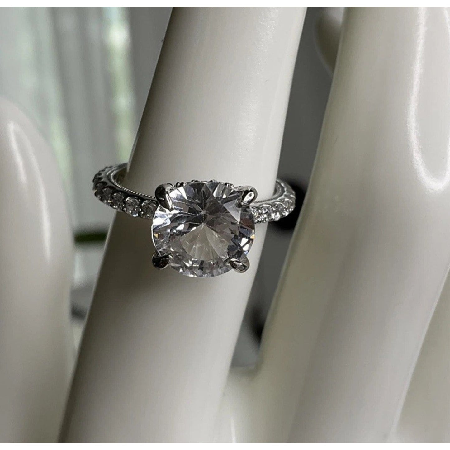 Carizza Sterling Silver Solitaire Bridal Ring Size 6.75 Large Round Engagement