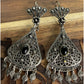 Vintage Sterling Silver Filigree Black Onyx Chandelier Earrings