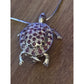 VINTAGE Chapal Zenray Rubies Sterling 925 TURTLE brooch / Pendant w/Necklace 22g