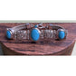 Vintage 925 Sterling Silver Turquoise Bracelet Ornate Filigree Woven Chain 30gr