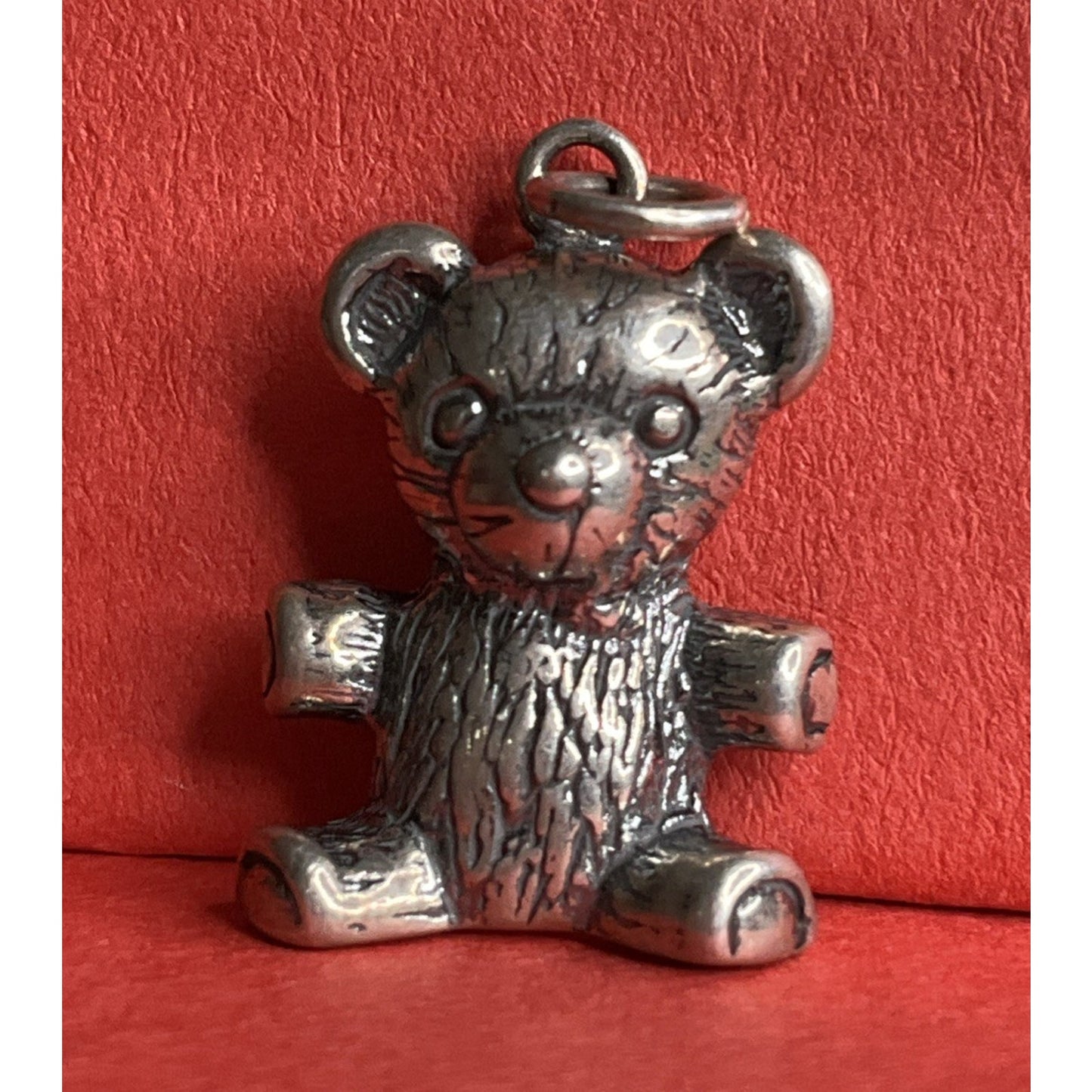 Vintage Sterling Silver Teddy Bear Charm Pendant Cute Toy