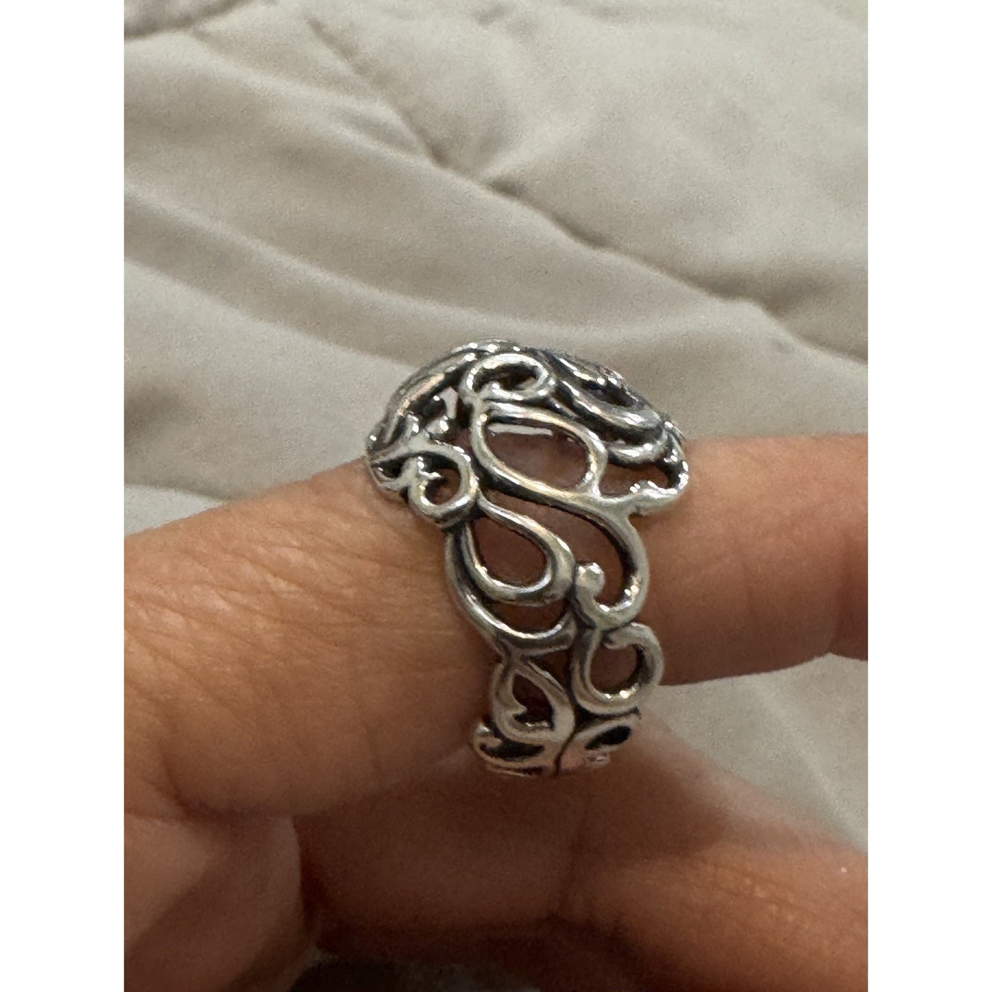 Carolyn Pollack Relios Sterling Silver Scroll Open Work Ring Size 6.5 Pre-Owned