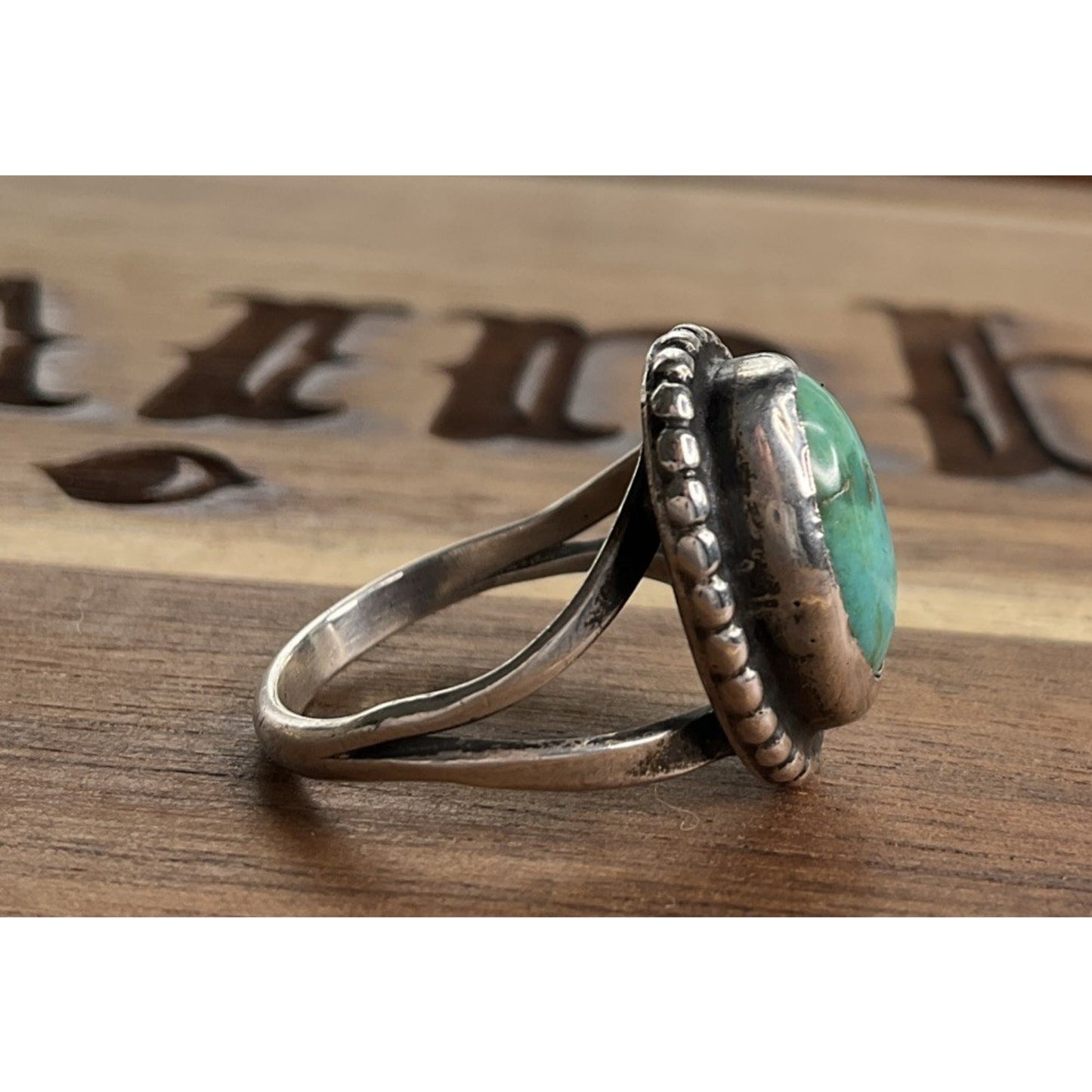 Vintage Sterling Silver Turquoise Ring Sz 7 Navajo Style