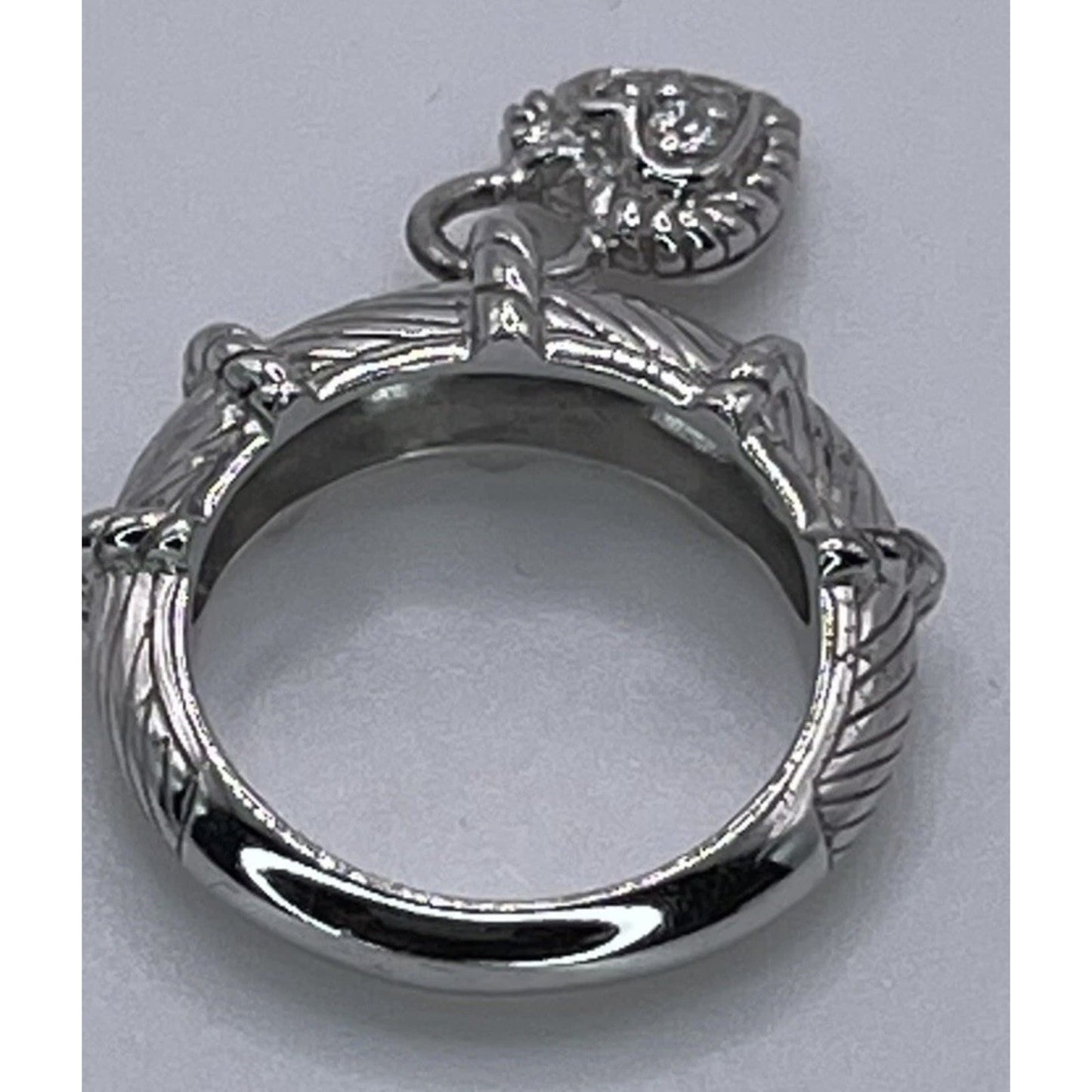 J Ripka Sterling Silver 925 Judith Ripka Dangle Pave CZ Heart Ring Size 6.5