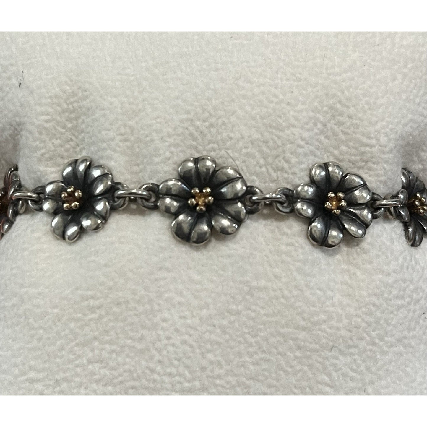 James Avery Retired 14k Gold And Sterling Silver April Flower Bracelet RARE HTF