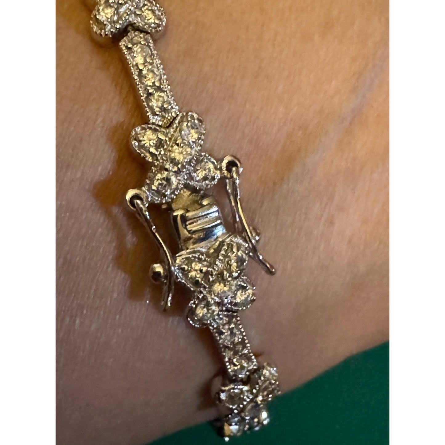 Vintage FAS 925 Sterling Silver Clover Tennis Bracelet 6.75” 12g