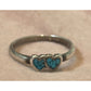 Vintage Heart Turquoise Native American Sterling Silver Double Heart Ring Size 6