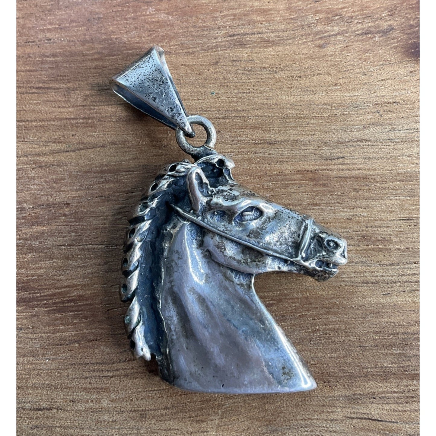 Vintage Silver Tone Horse Head Pendant Western Equestrian Charm Horse