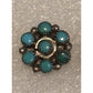 Vintage Zuni Style Turquoise Cluster Stud Earrings Sterling Silver Flower 1/2”